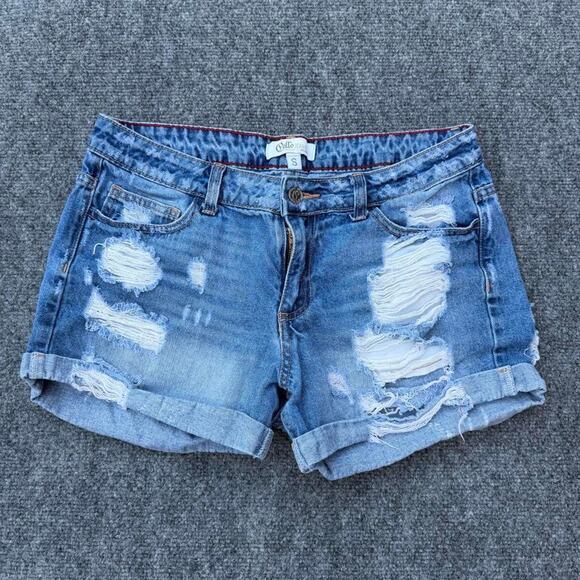 Cello Pants - Cello Jeans Distressed Cuffed Denim Jean Shorts Women’s Size S Heavy Ripped Blue